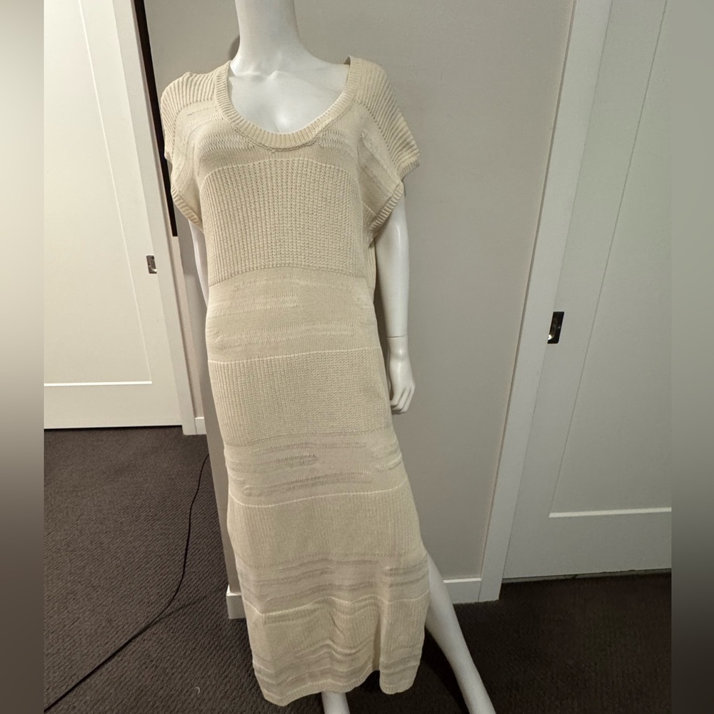 Burning Torch Ivory Knit Short-Sleeve Maxi Dress